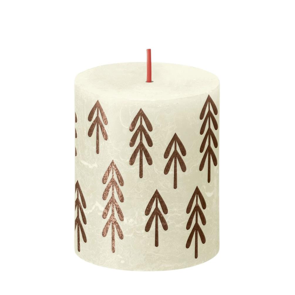 Bolsius Rustic Soft Pearl Festive Tree Pillar Candle - 8cm x 7cm £3.69